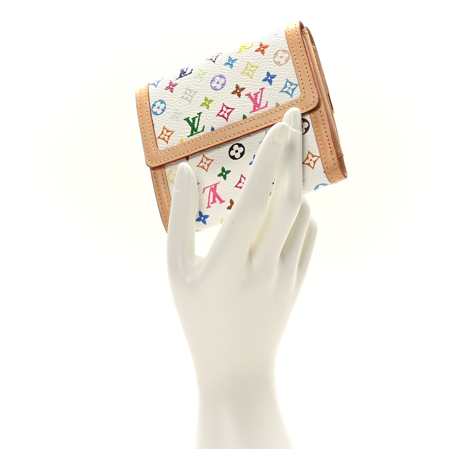 Louis Vuitton Monogram Multicolor Porte-Monnaie Billets Wallet White 2 of 7
