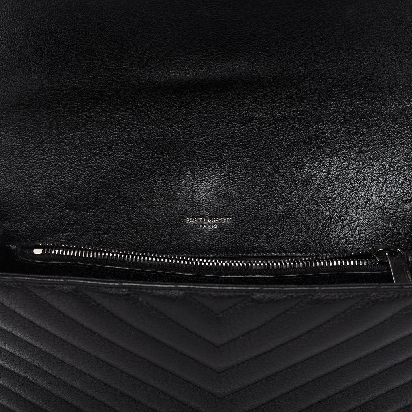 Sheepskin Matelasse Chevron Monogram Large College Satchel Black