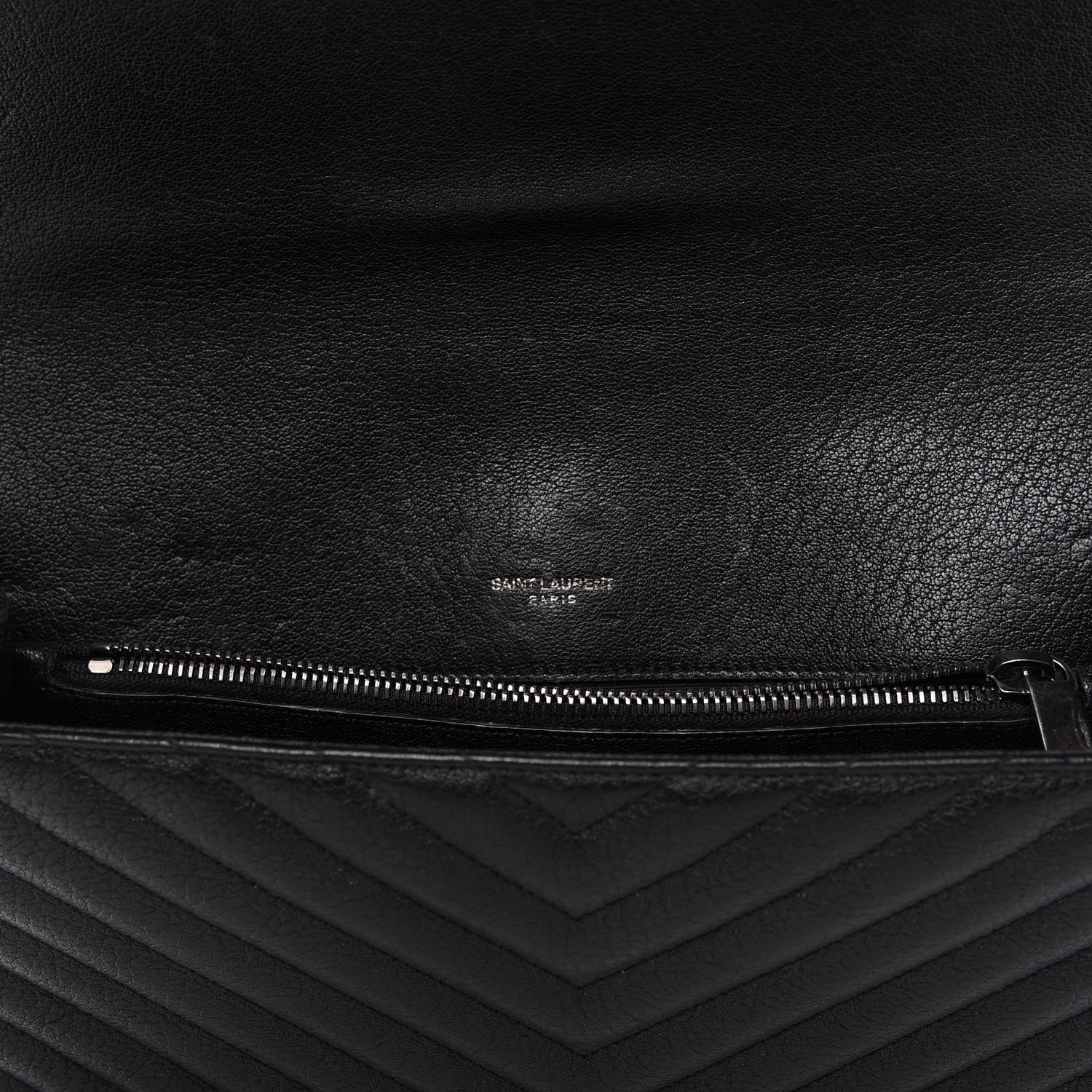 Saint Laurent Sheepskin Matelasse Chevron Monogram Large College Satchel Black 11 of 11