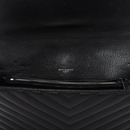 Saint Laurent Sheepskin Matelasse Chevron Monogram Large College Satchel Black 11 of 11