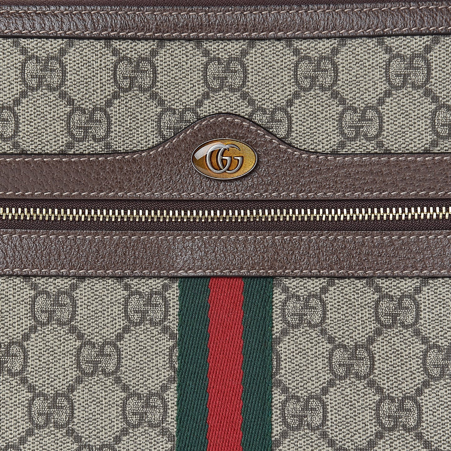 GG Supreme Monogram Large Ophidia Pouch Clutch Brown