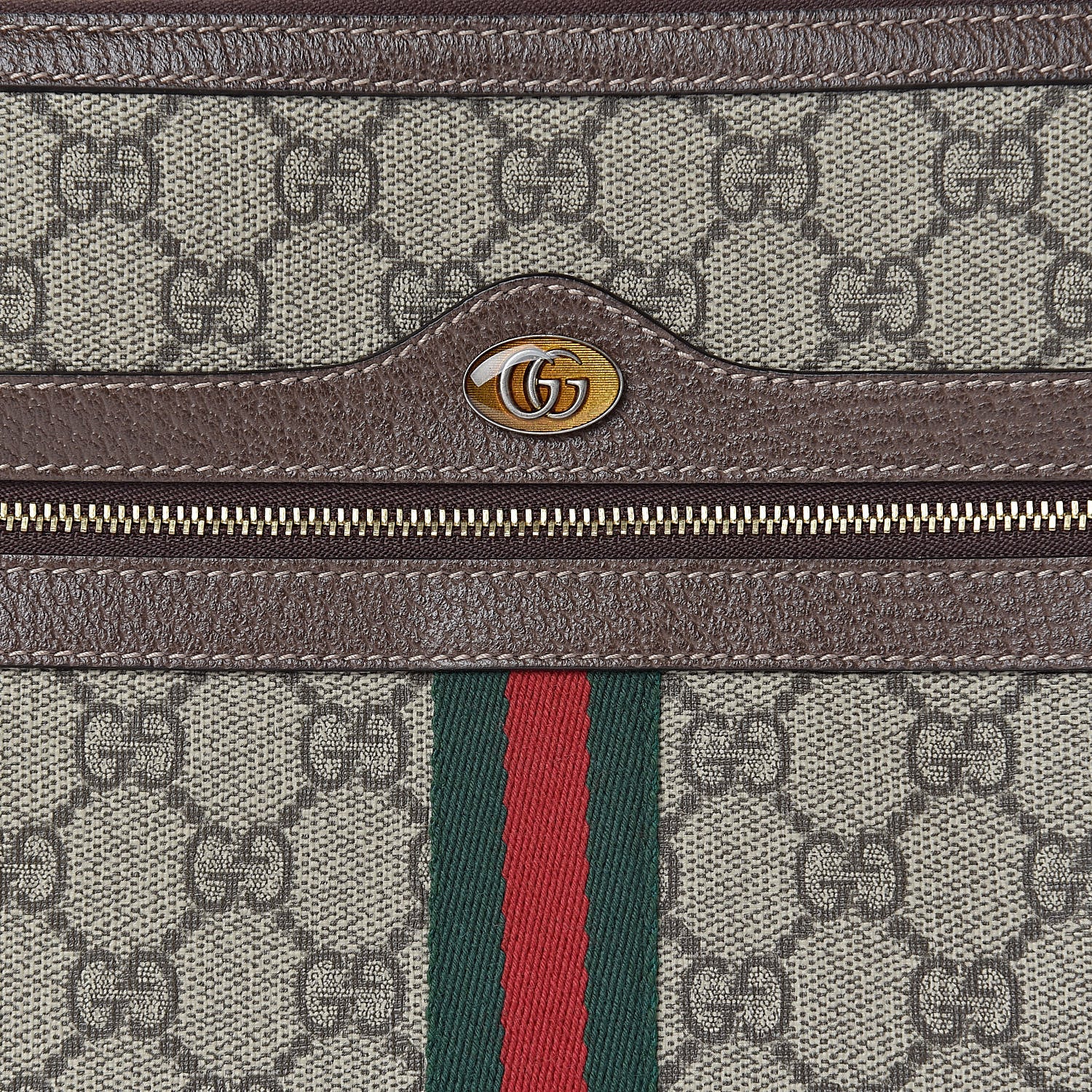 Gucci GG Supreme Monogram Large Ophidia Pouch Clutch Brown 8 of 9