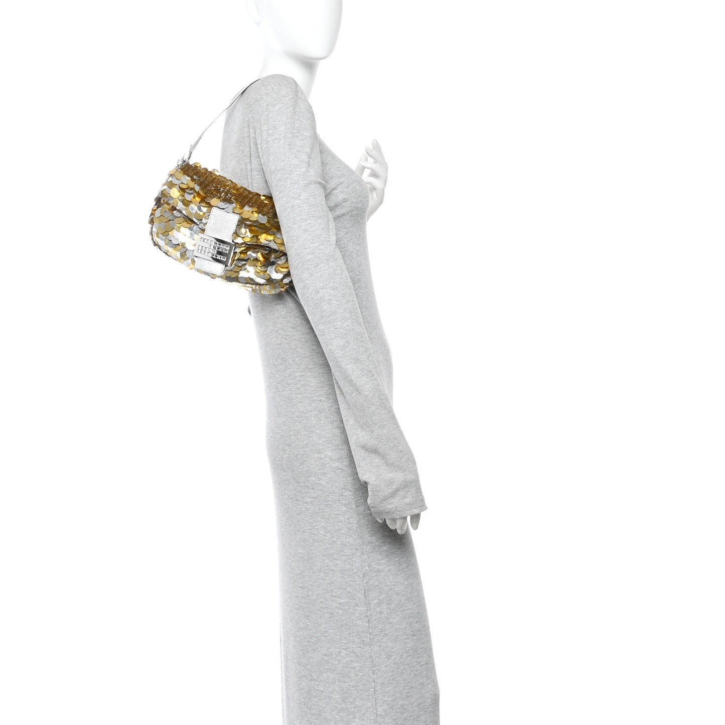 Sequin Lizard Crystal Baguette Silver Gold