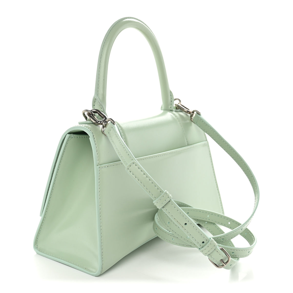 Balenciaga Shiny Box Calfskin Small Hourglass Top Handle Bag Light Green 3 of 10