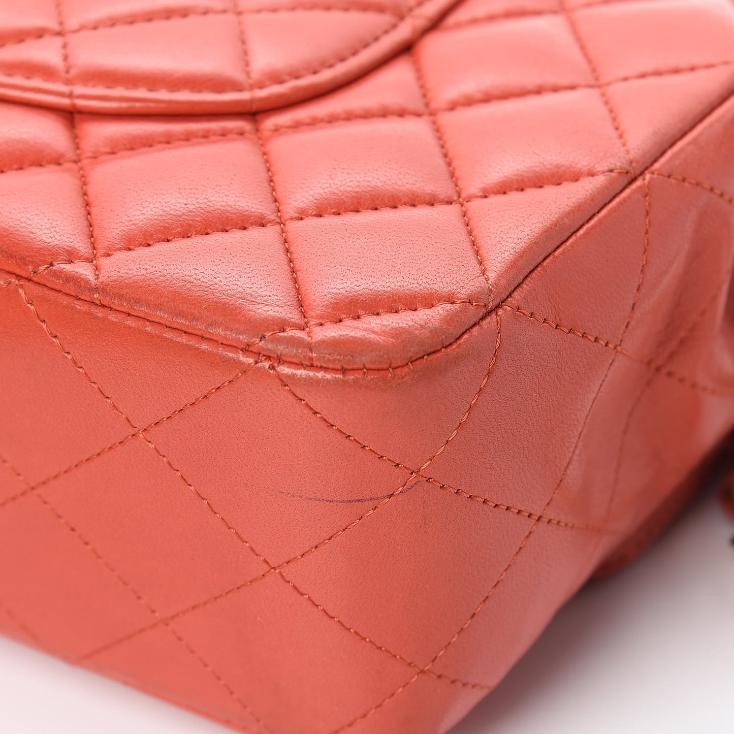 Lambskin Quilted Medium Double Flap Orange