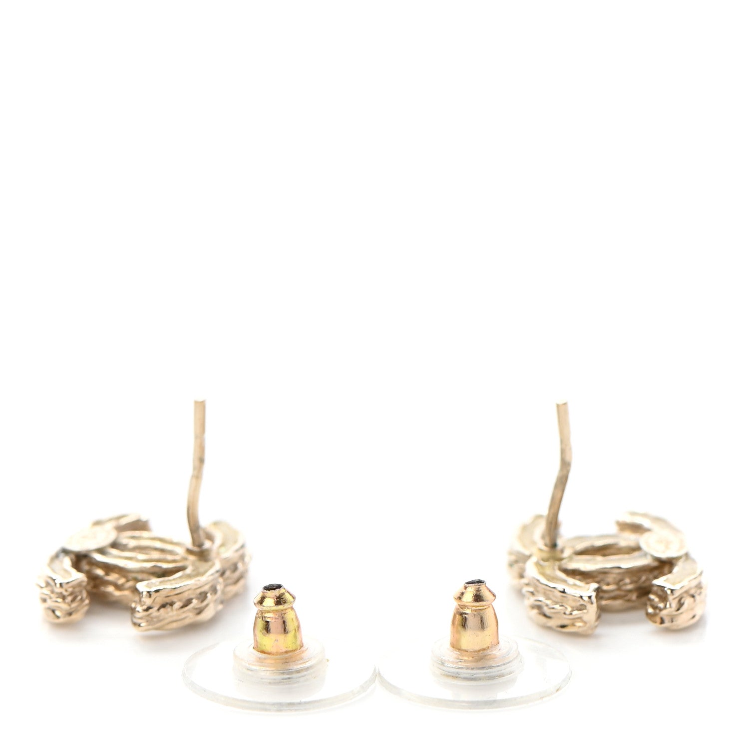 Chanel Crystal CC Earrings Light Gold 3 of 4