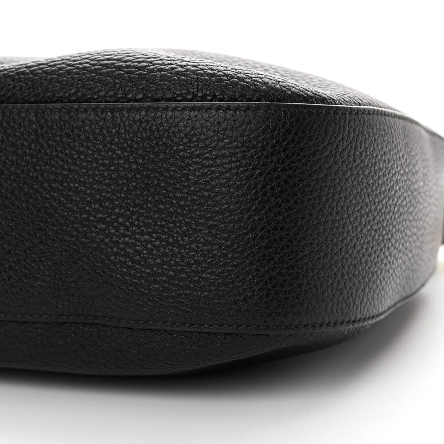 Vitello Daino Soft Zippered Hobo Shoulder Bag Black