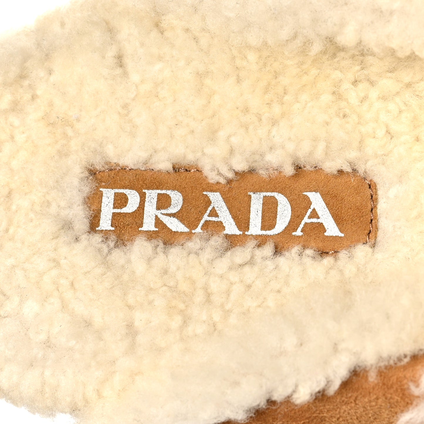 Shearling Metal Triangle Logo 20mm Slippers 40.5 Cognac