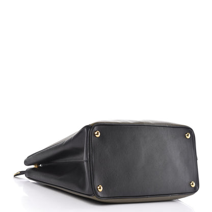 Prada Saffiano Lux Bi-Color Medium Tote Militare Black 4 of 24