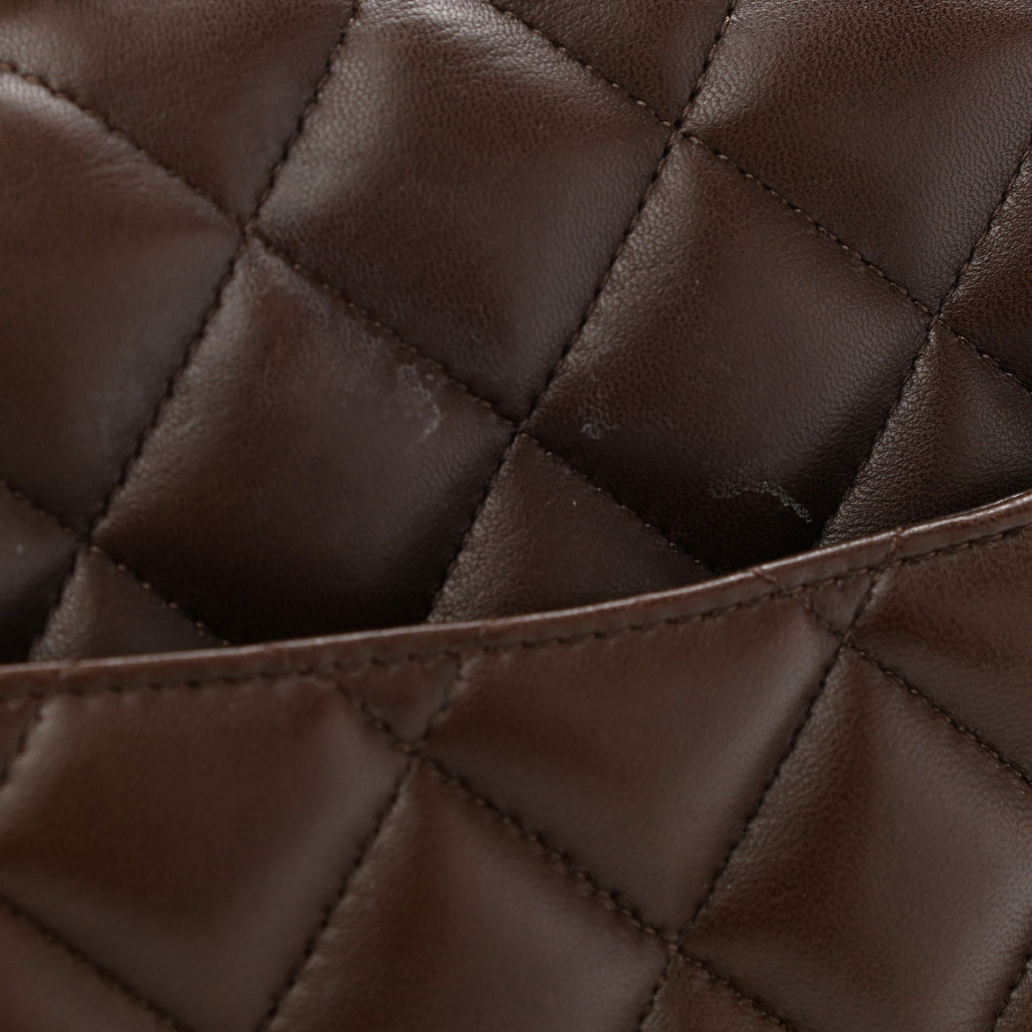 Lambskin Quilted Jumbo Single Flap Dark Brown