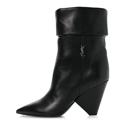 Saint Laurent Lambskin Liz 85 Wedge Booties 37.5 Black 1 of 11