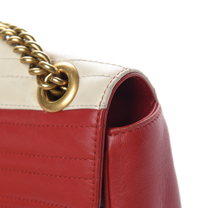 Gucci Calfskin Matelasse Tri-Color Small GG Marmont Shoulder Bag Red White Blue 9 of 12