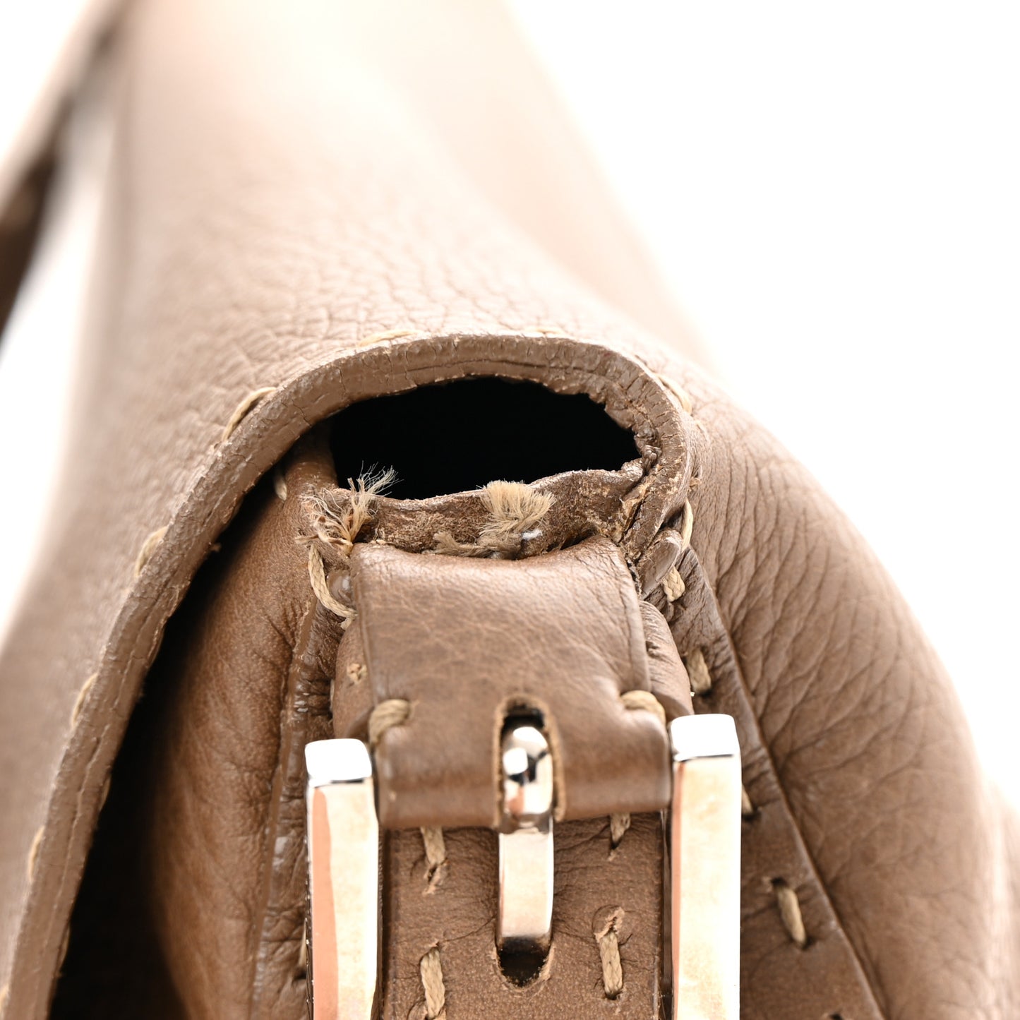 Calfskin Romano Selleria Mama Baguette Brown