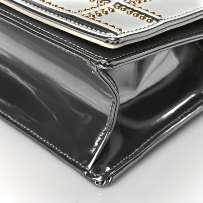 Christian Dior Metallic Patent Studded Small Diorama Flap Bag Silver 9 of 9