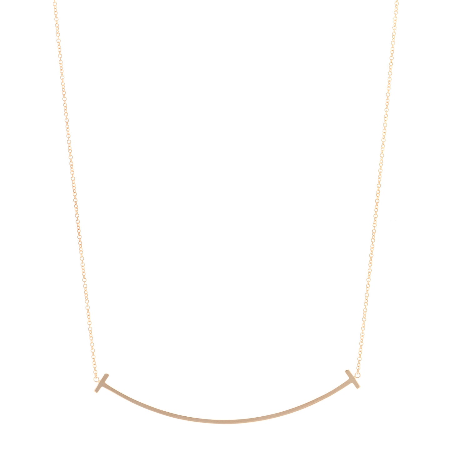 18K Rose Gold Large T Smile Pendant Necklace