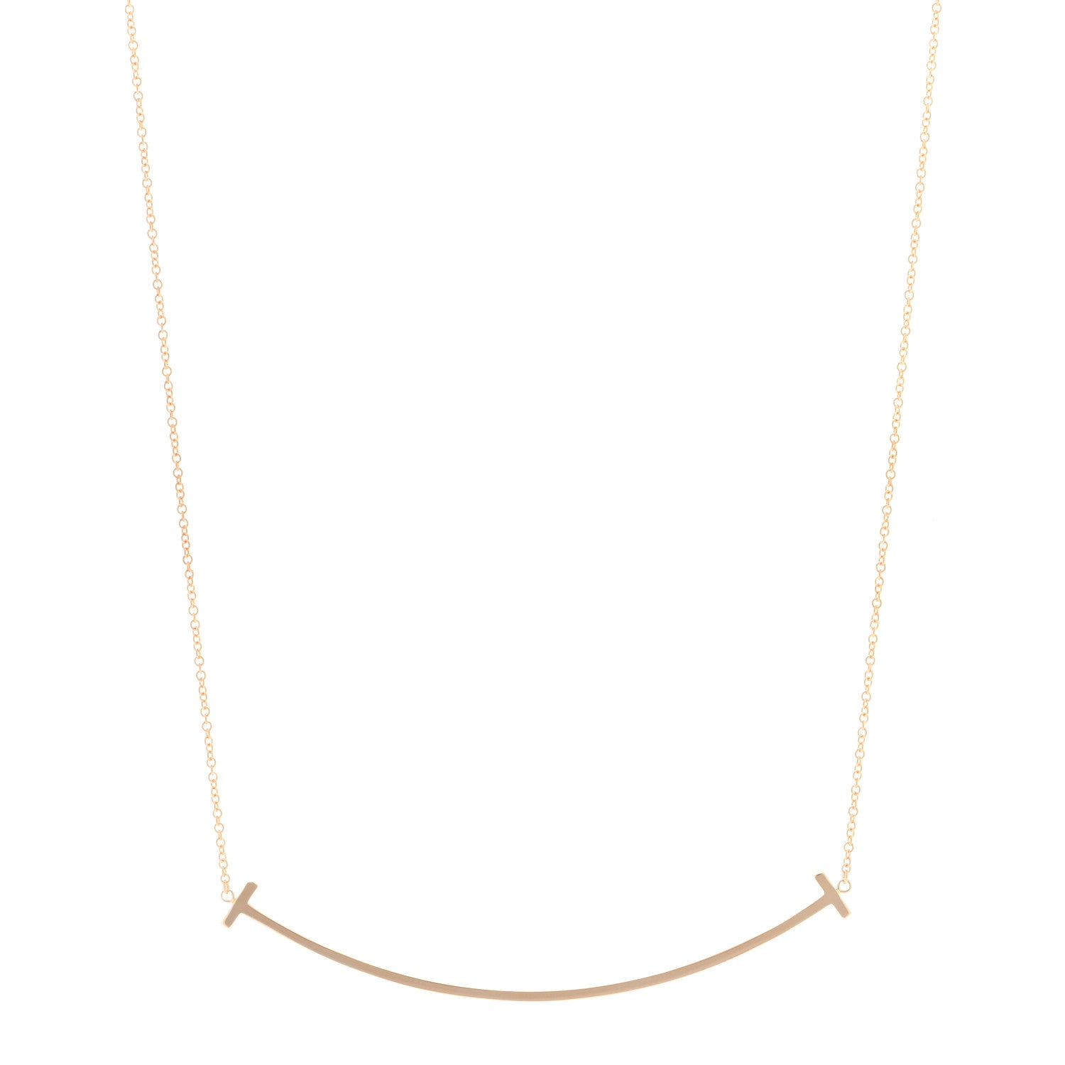 Tiffany 18K Rose Gold Large T Smile Pendant Necklace 1 of 5