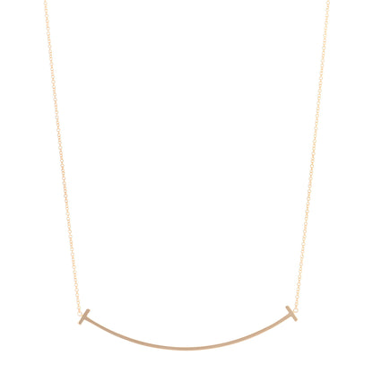 Tiffany 18K Rose Gold Large T Smile Pendant Necklace 1 of 5