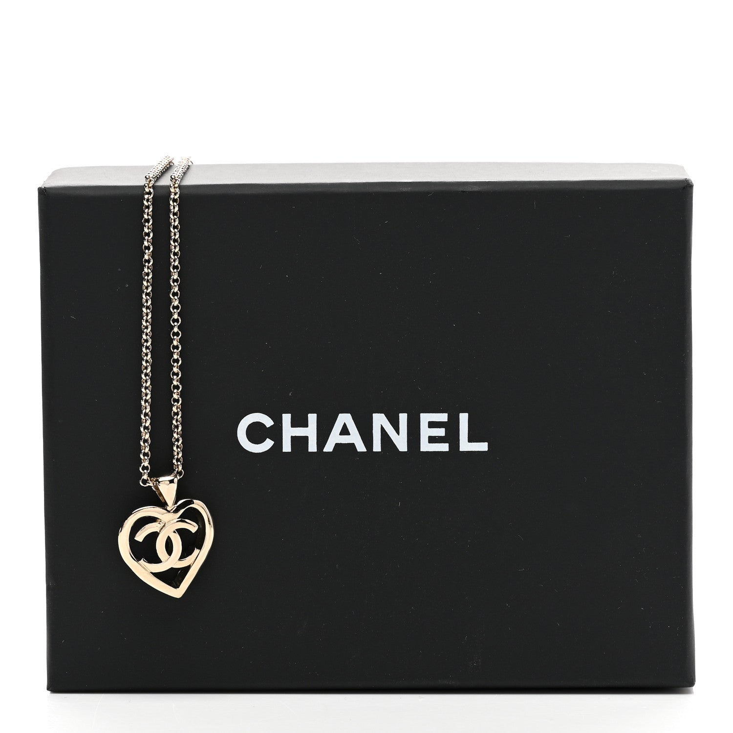 Chanel CC Heart Chain Pendant Necklace Gold 7 of 7