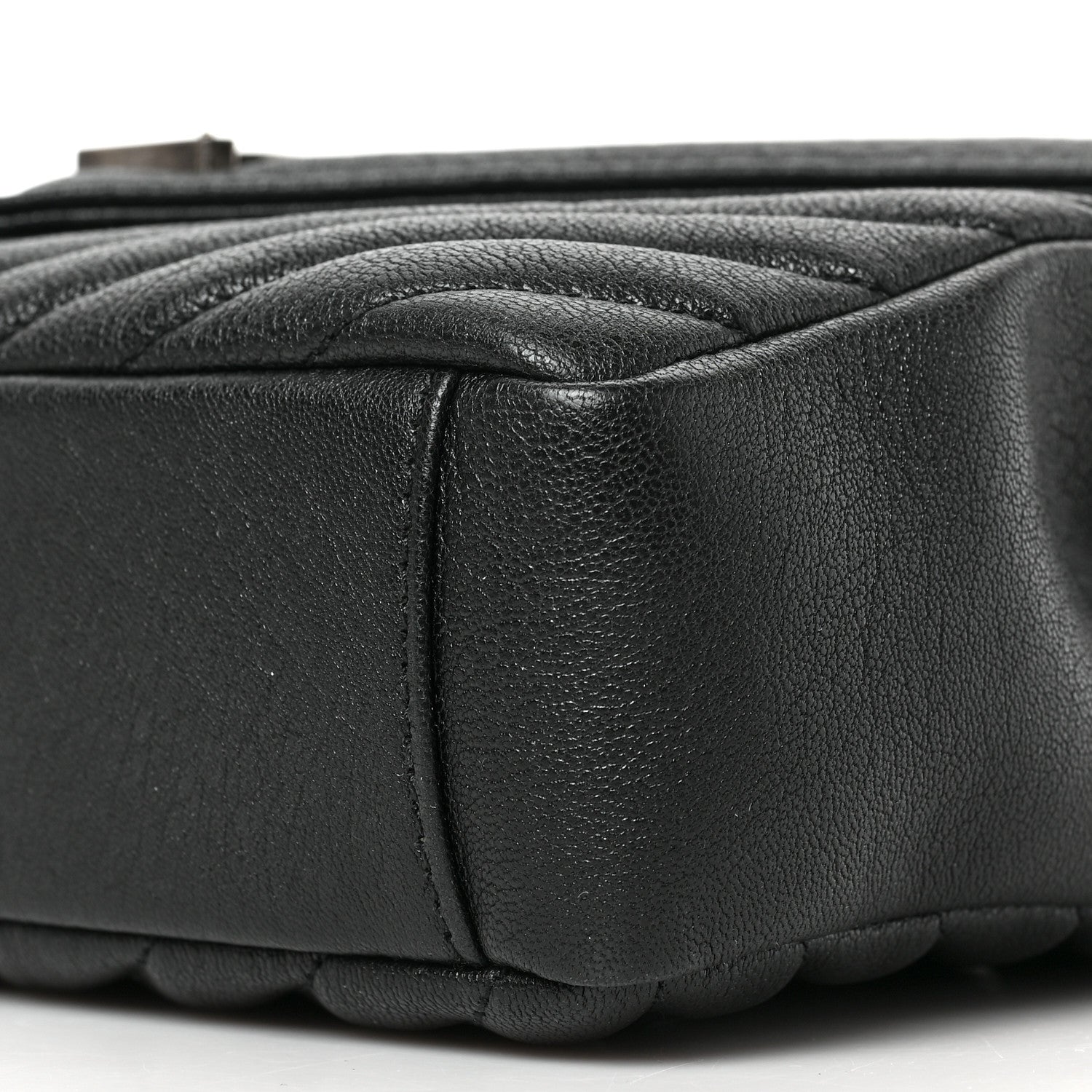 Saint Laurent Sheepskin Matelasse Chevron Monogram Medium College Bag Black 9 of 9