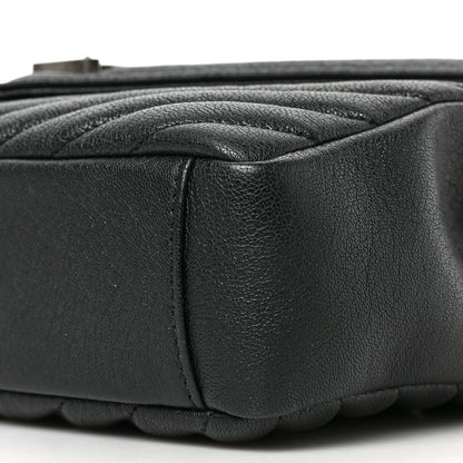 Saint Laurent Sheepskin Matelasse Chevron Monogram Medium College Bag Black 9 of 9
