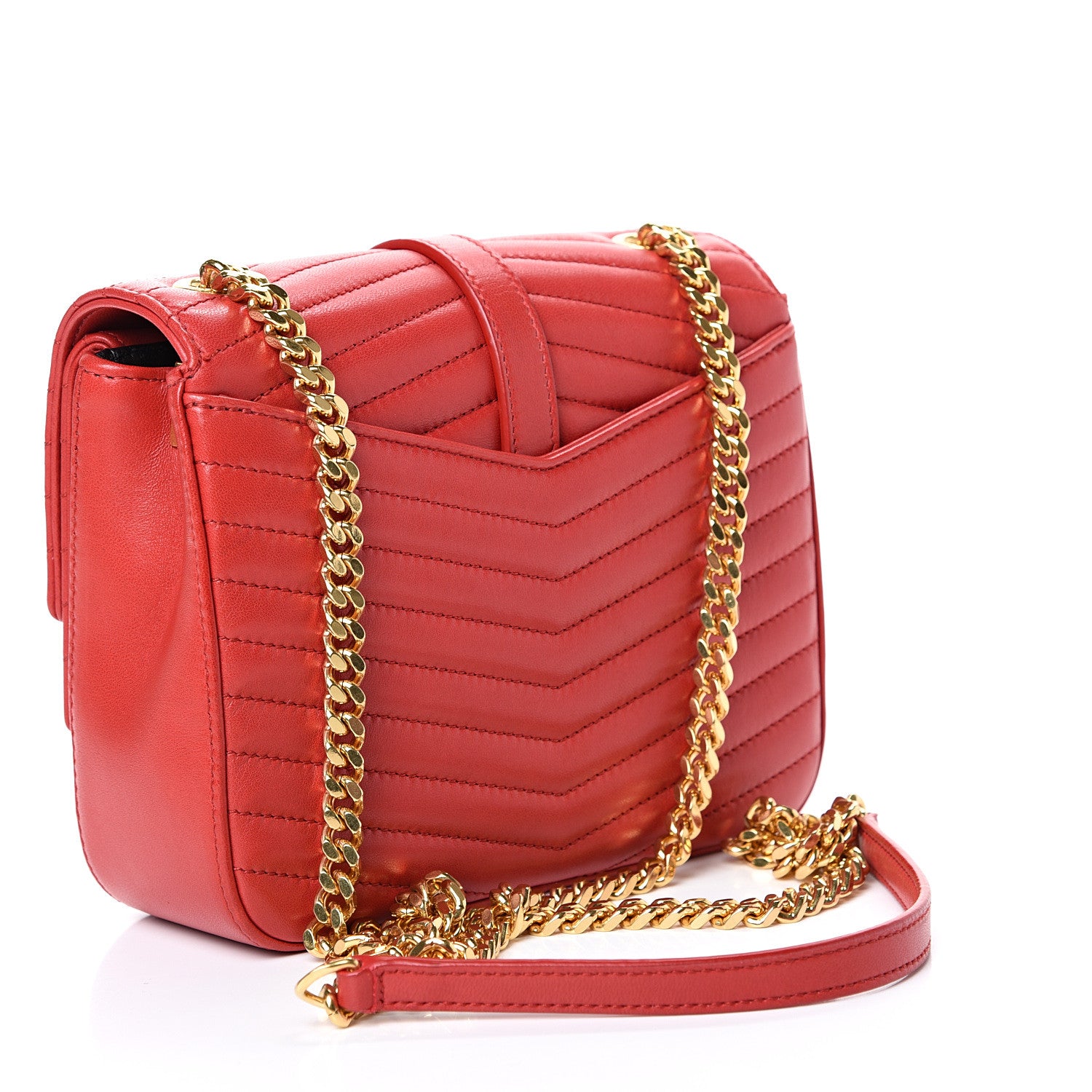 Saint Laurent Lambskin Matelasse Chevron Monogram Small Sulpice Bag Red 2 of 11