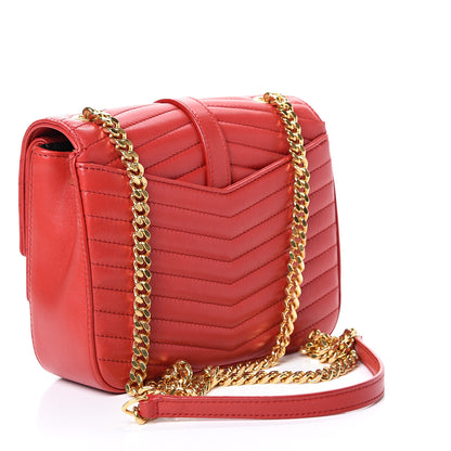 Saint Laurent Lambskin Matelasse Chevron Monogram Small Sulpice Bag Red 2 of 11