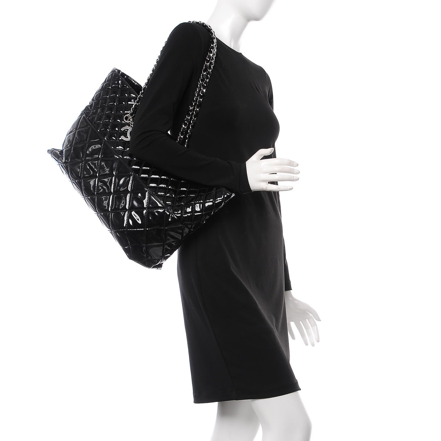 Chanel Vinyl Quilted Large In The Business Tote Black 2 of 8