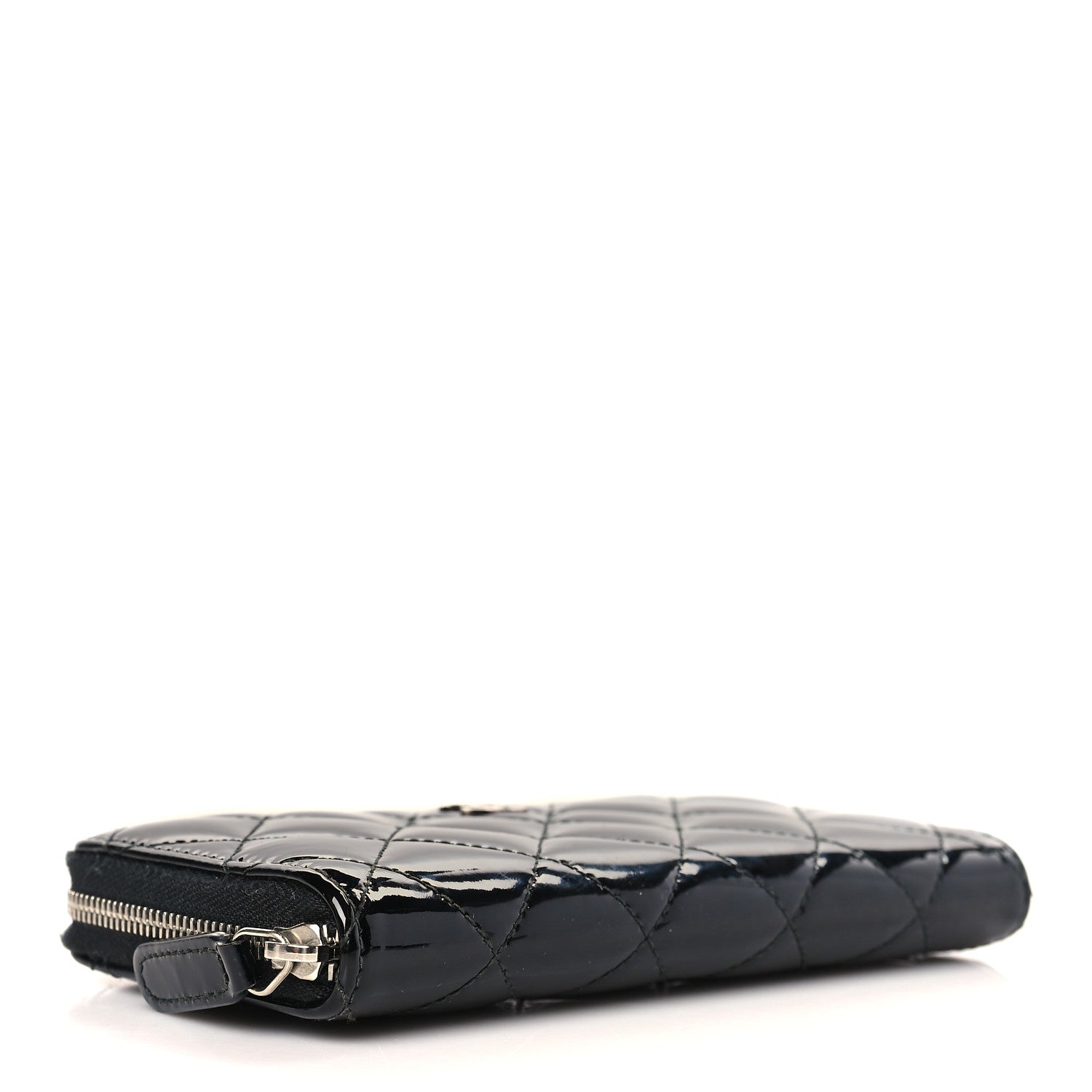 Chanel Patent Quilted Small Zip Around Wallet Black 4 of 8