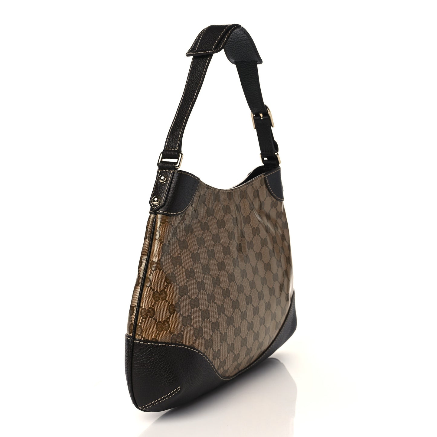 Crystal Monogram Small Princy Hobo Dark Brown