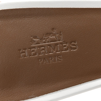 Hermes Calfskin Oasis Sandals 37 White 8 of 10