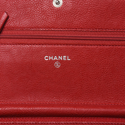 Chanel Calfskin Quilted Chain Around Boy Wallet On Chain WOC Red 6 of 13