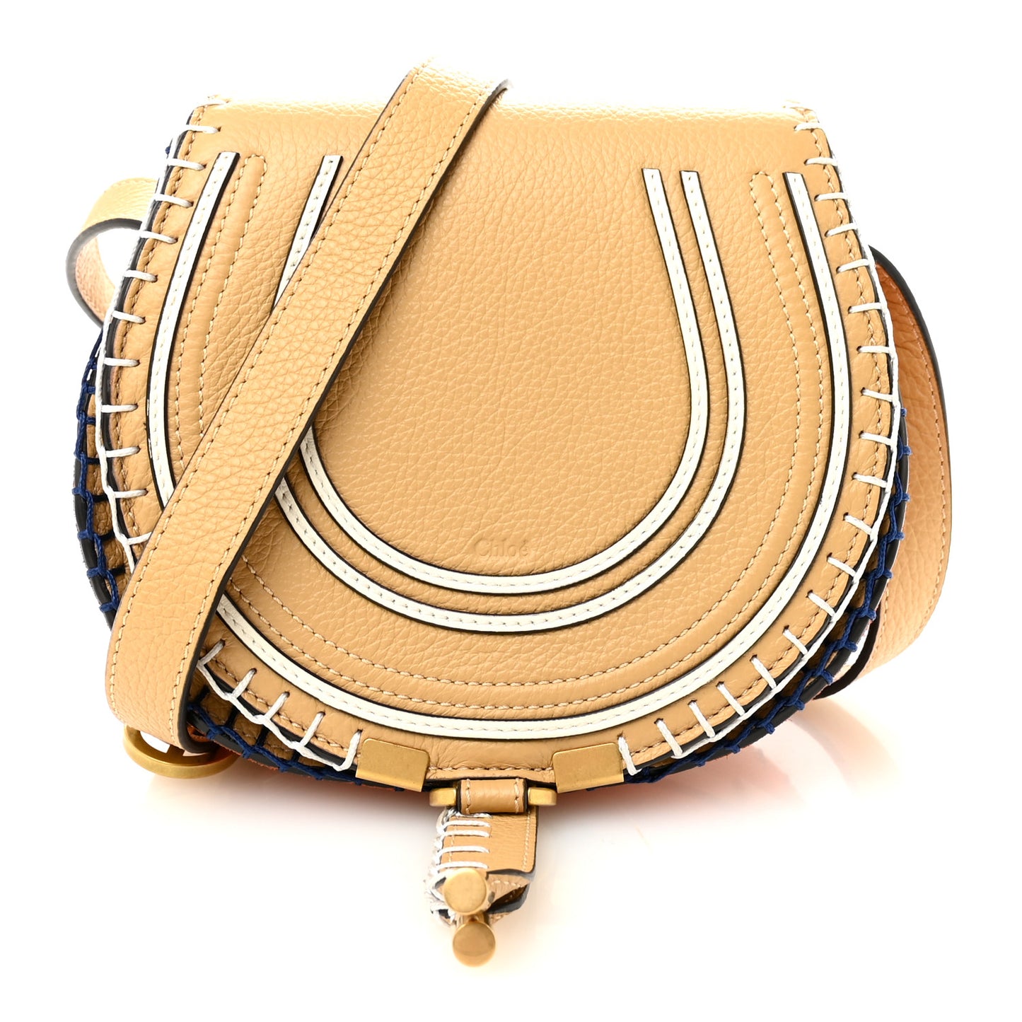 Calfskin Small Marcie Saddle Bag Soft Tan