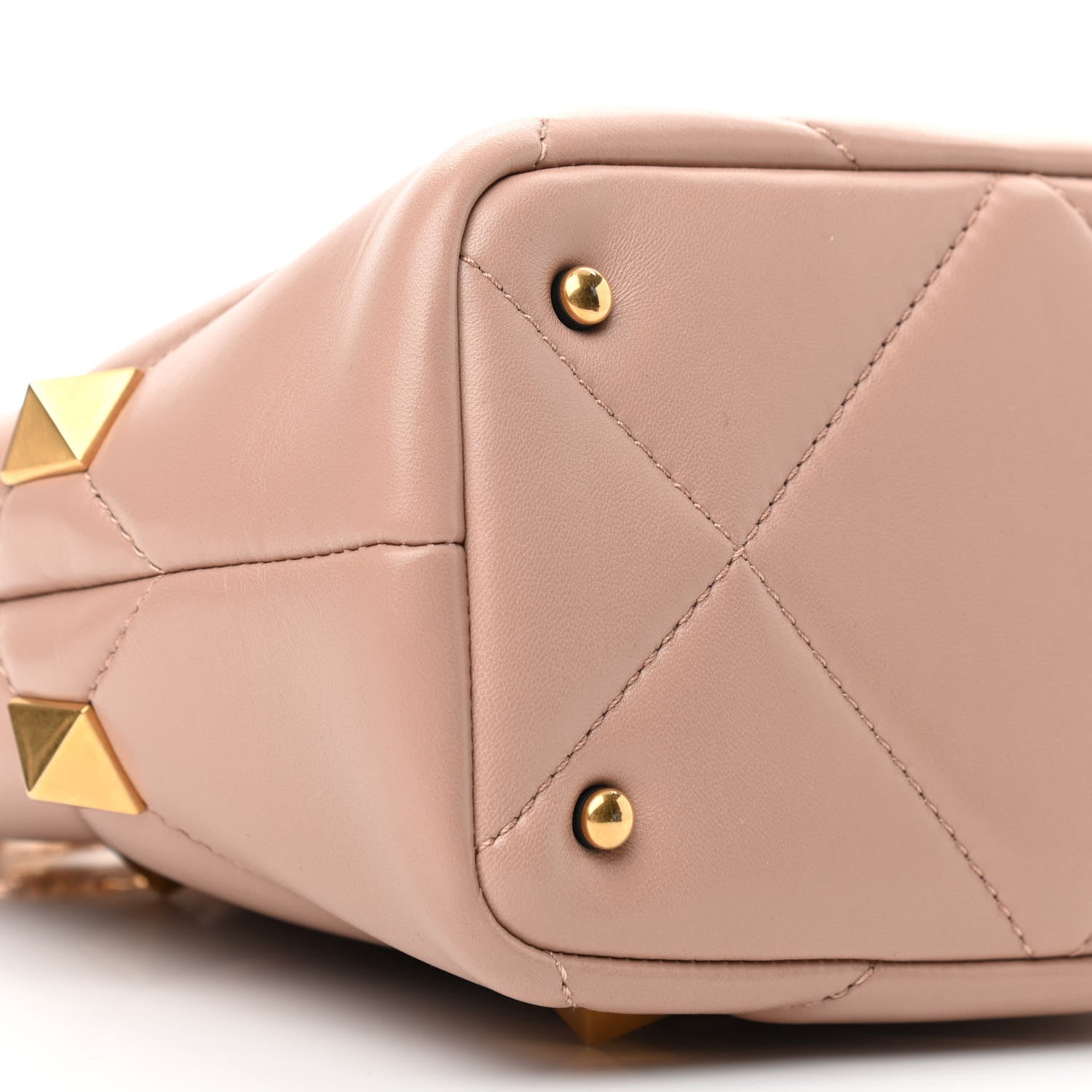 Valentino Garavani Nappa Small Roman Stud The Handle Bag Rose Cannelle 8 of 9
