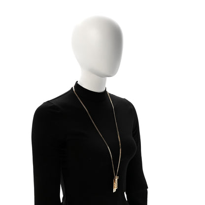 Chanel Metal Crystal CC Boy Pendant Long Necklace Gold 2 of 7