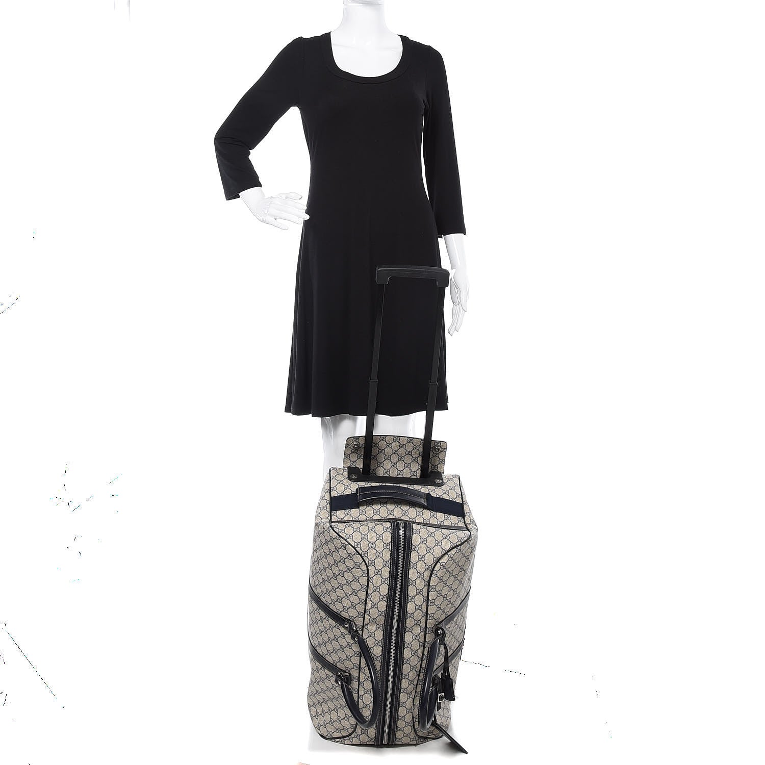 Gucci GG Plus Monogram Large Carry On Duffle Trolley Navy 3 of 16