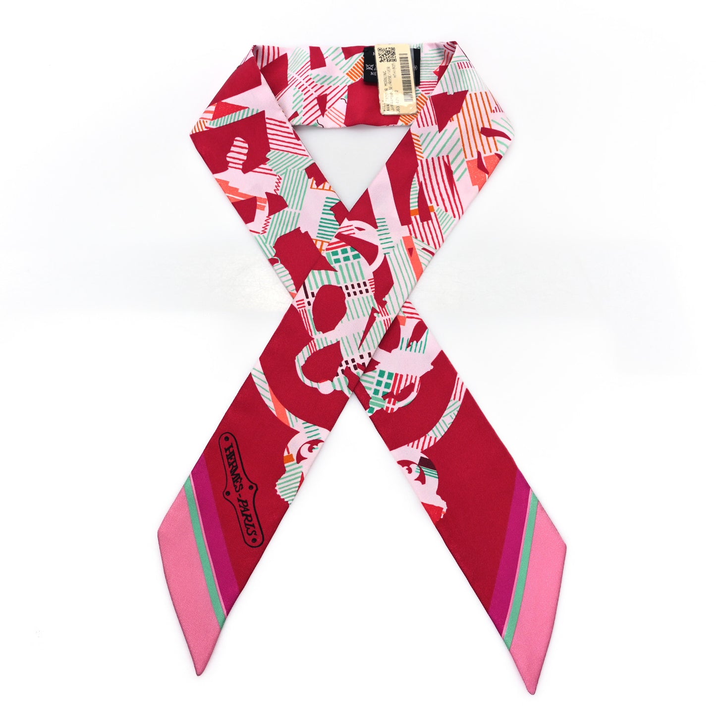 Silk Cavalcadour Morning Twilly Framboise Rose Vert