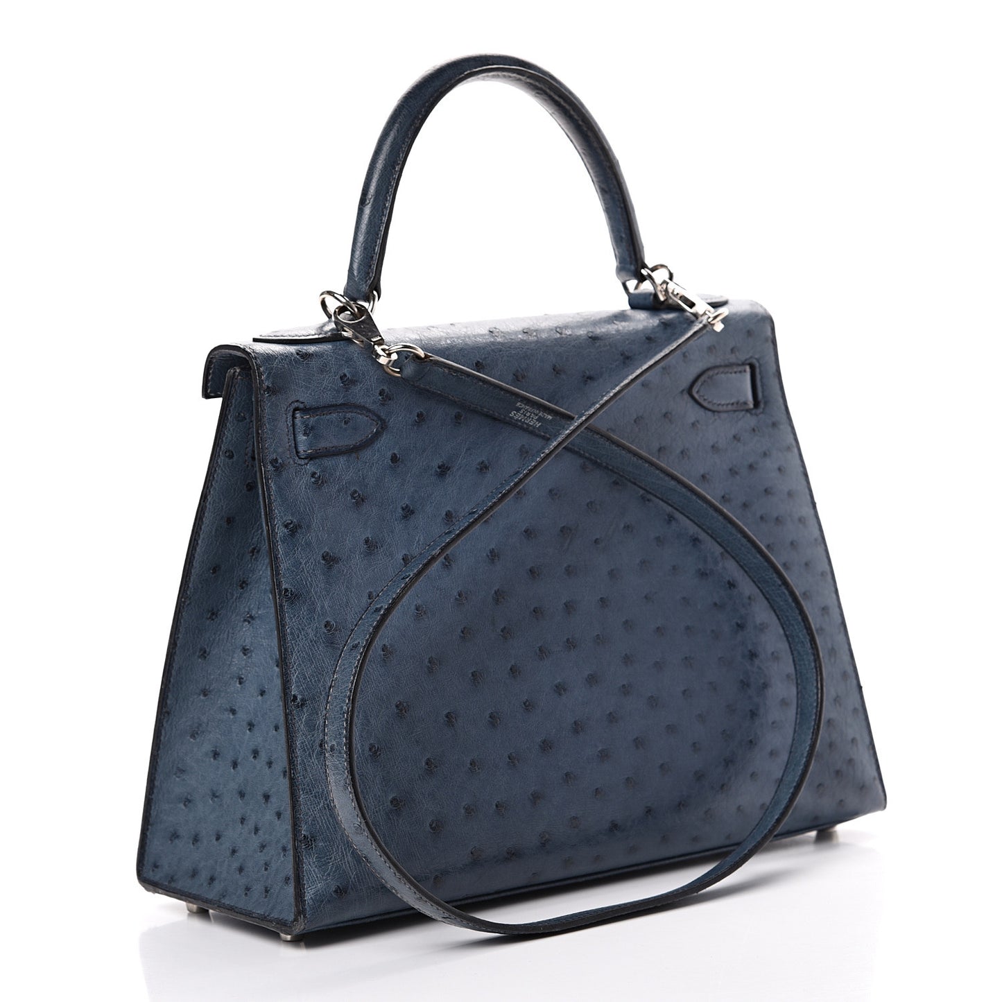 Ostrich Kelly Sellier 28 Bleu Roi