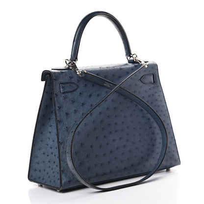 Hermes Ostrich Kelly Sellier 28 Bleu Roi 2 of 49