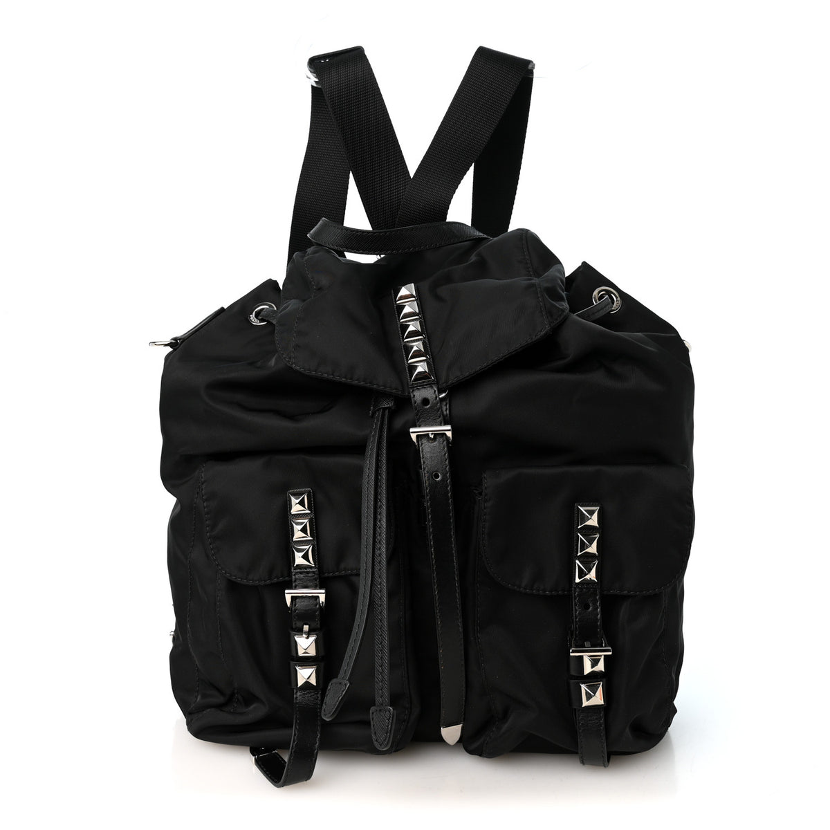 Prada Nylon New Vela Studded Backpack Black 1 of 11