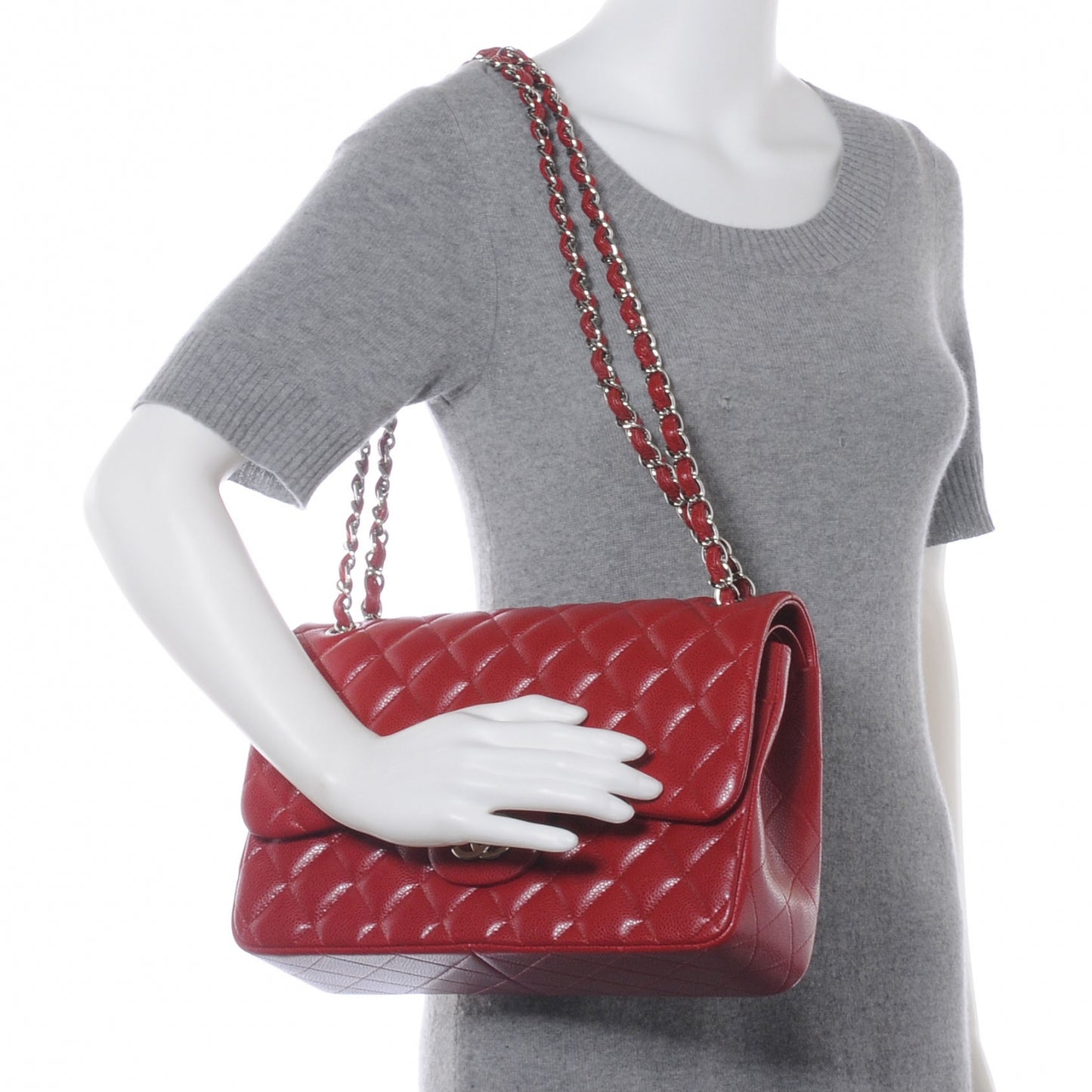 Caviar Jumbo Double Flap Red