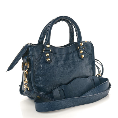 Balenciaga Agneau Classic Gold Hardware Mini City Bleu De Minuit 2 of 10