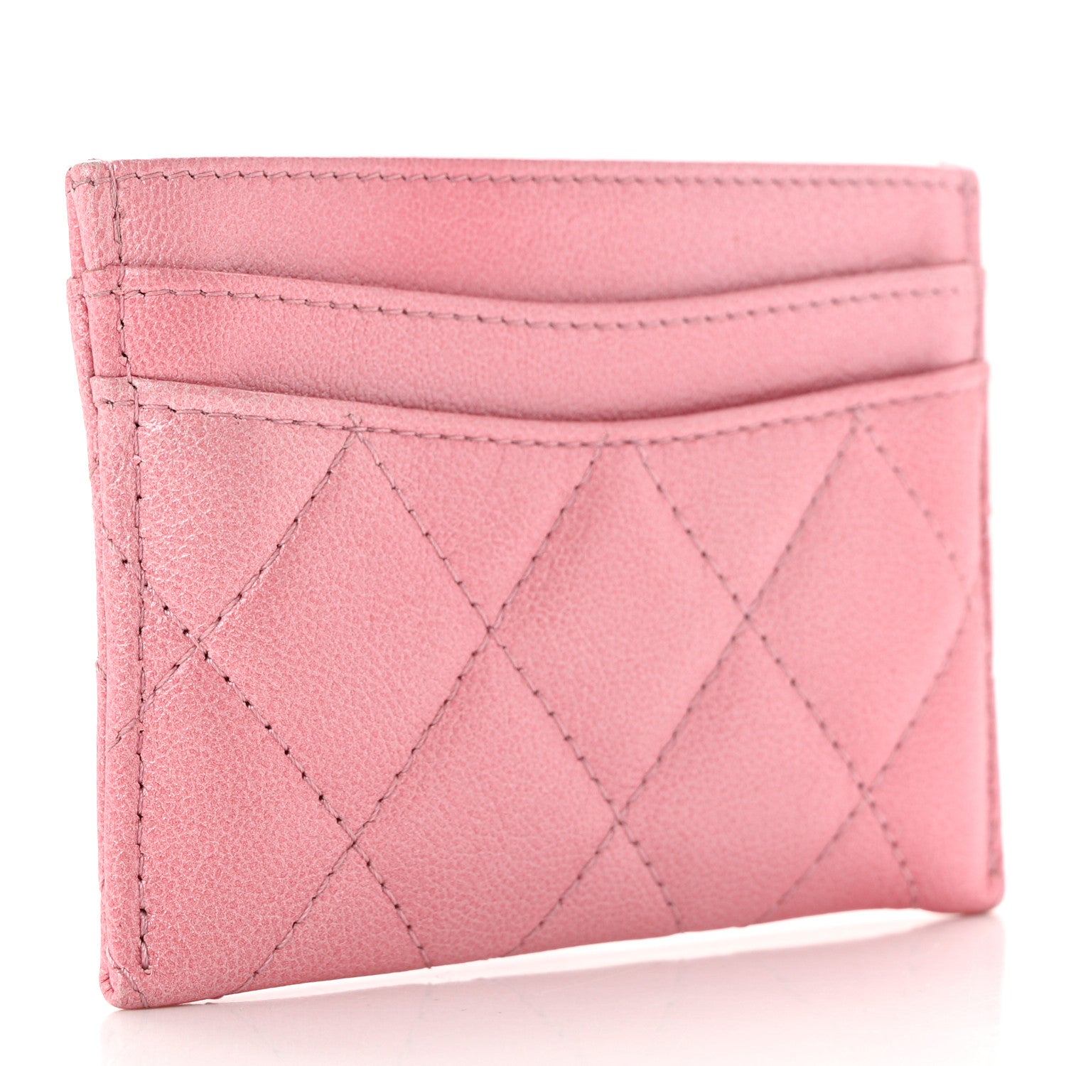 Chanel Cloudy Pearly Goatskin Quilted Card Holder Pink 3 of 9