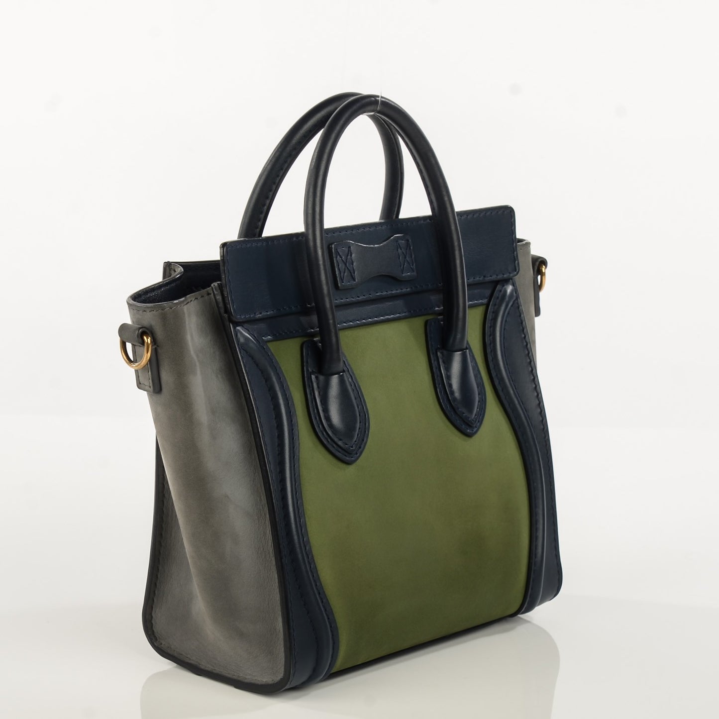 Nubuck Smooth Calfskin Nano Tri-Color Luggage Green