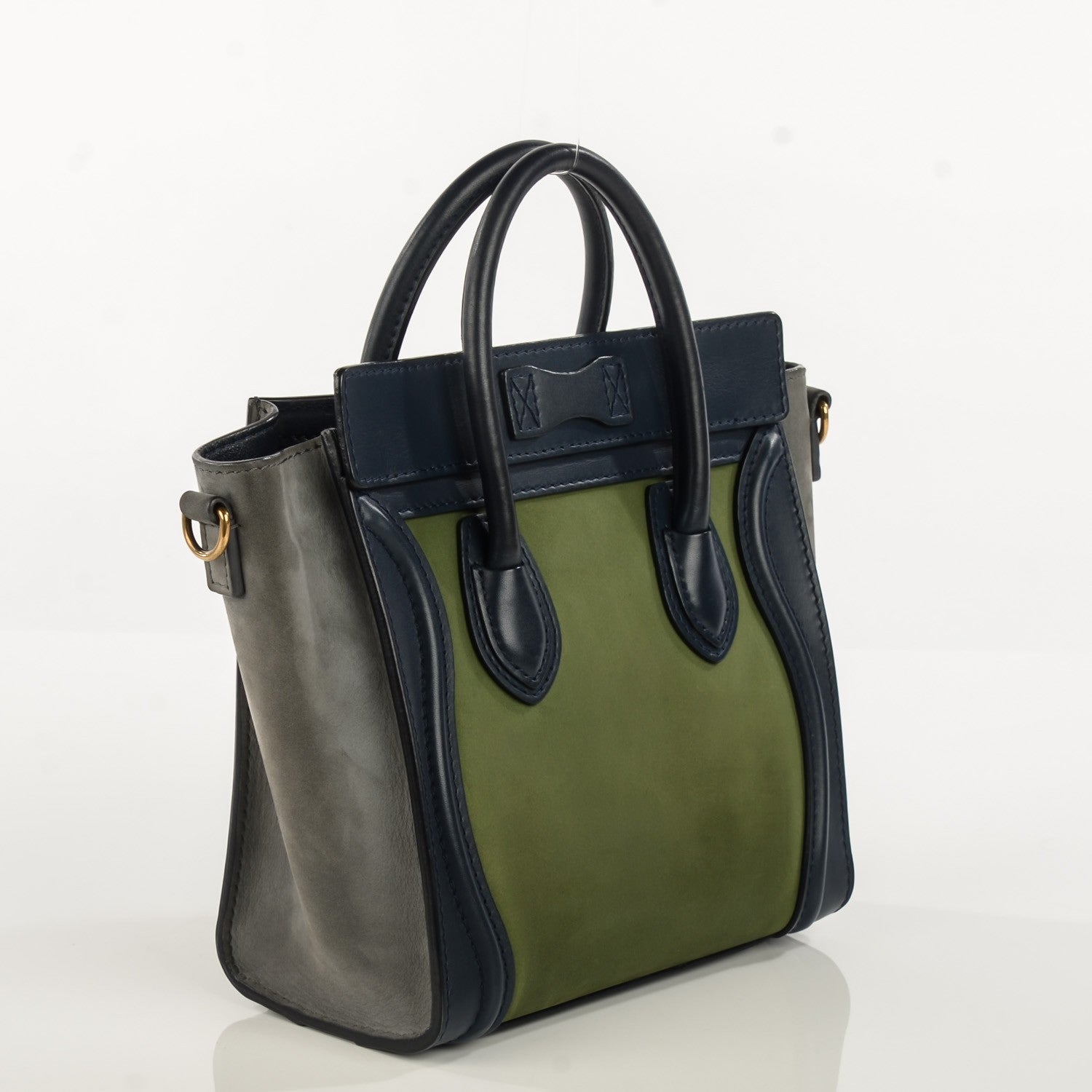 Celine Nubuck Smooth Calfskin Nano Tri-Color Luggage Green 3 of 8