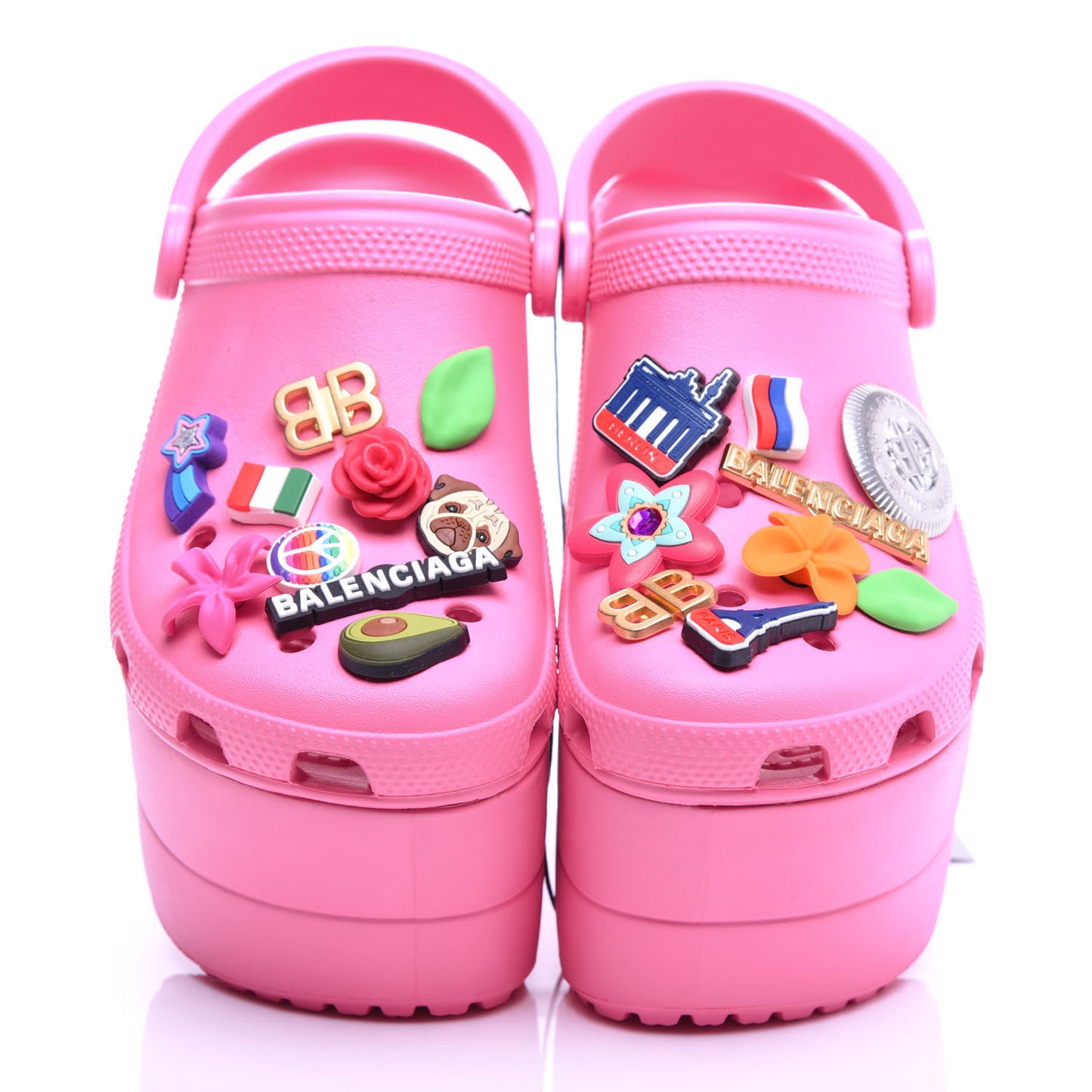 X CROCS Rubber Textured Womens Platform Sandals 36 Rose Bonbon