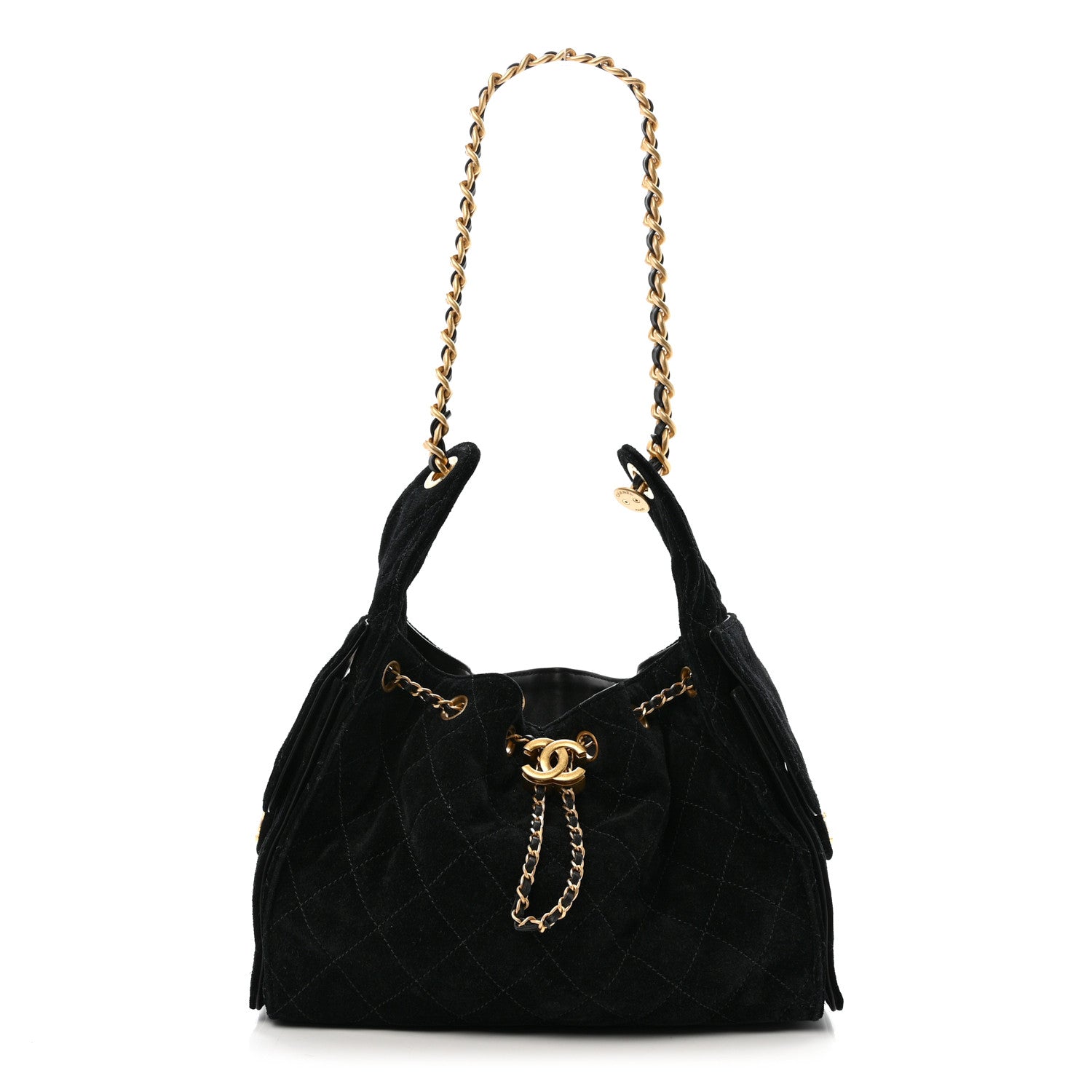 Chanel Suede Quilted Small Chanel 25 Handbag Black 1 of 13