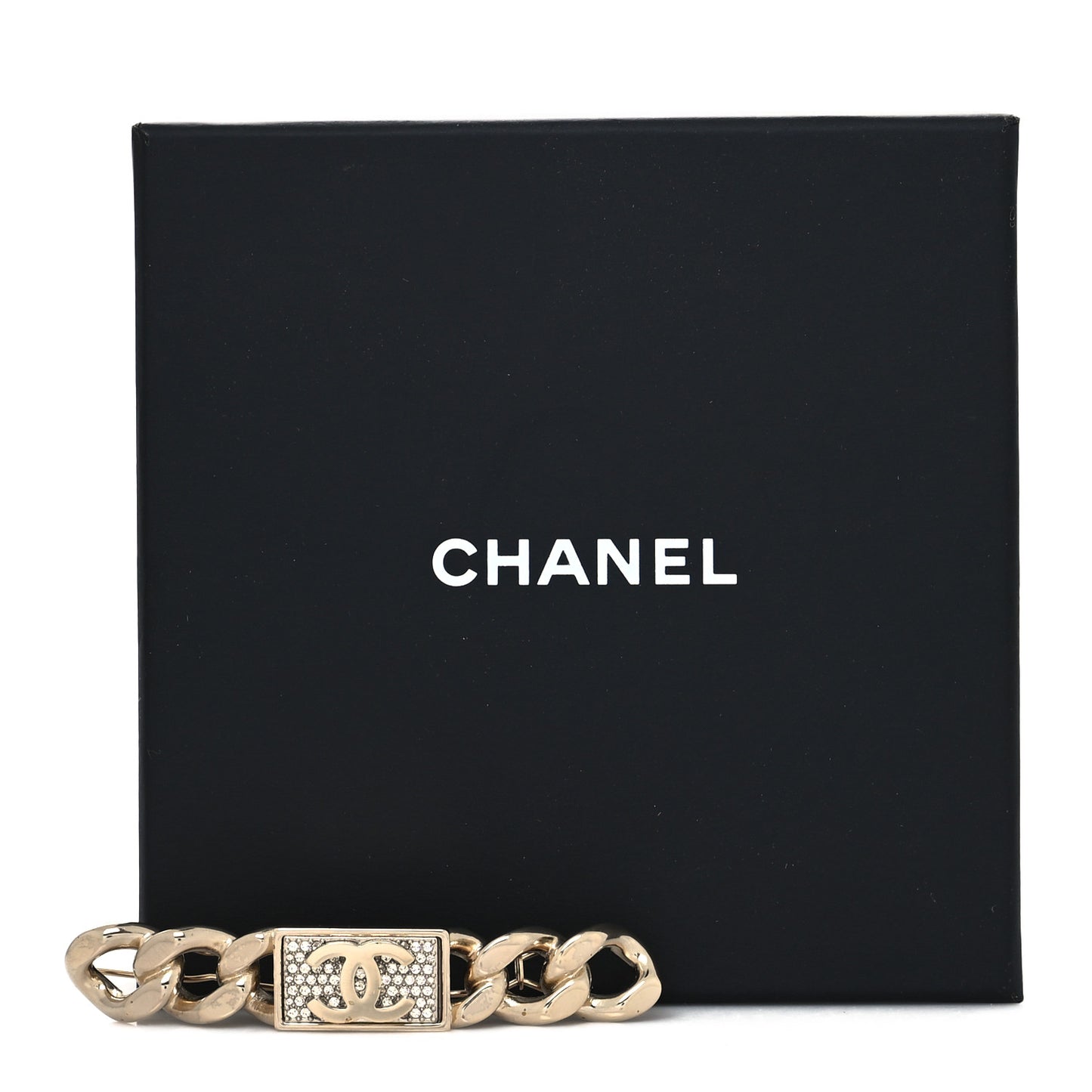 Crystal Chain CC Hair Clip Barrette Gold