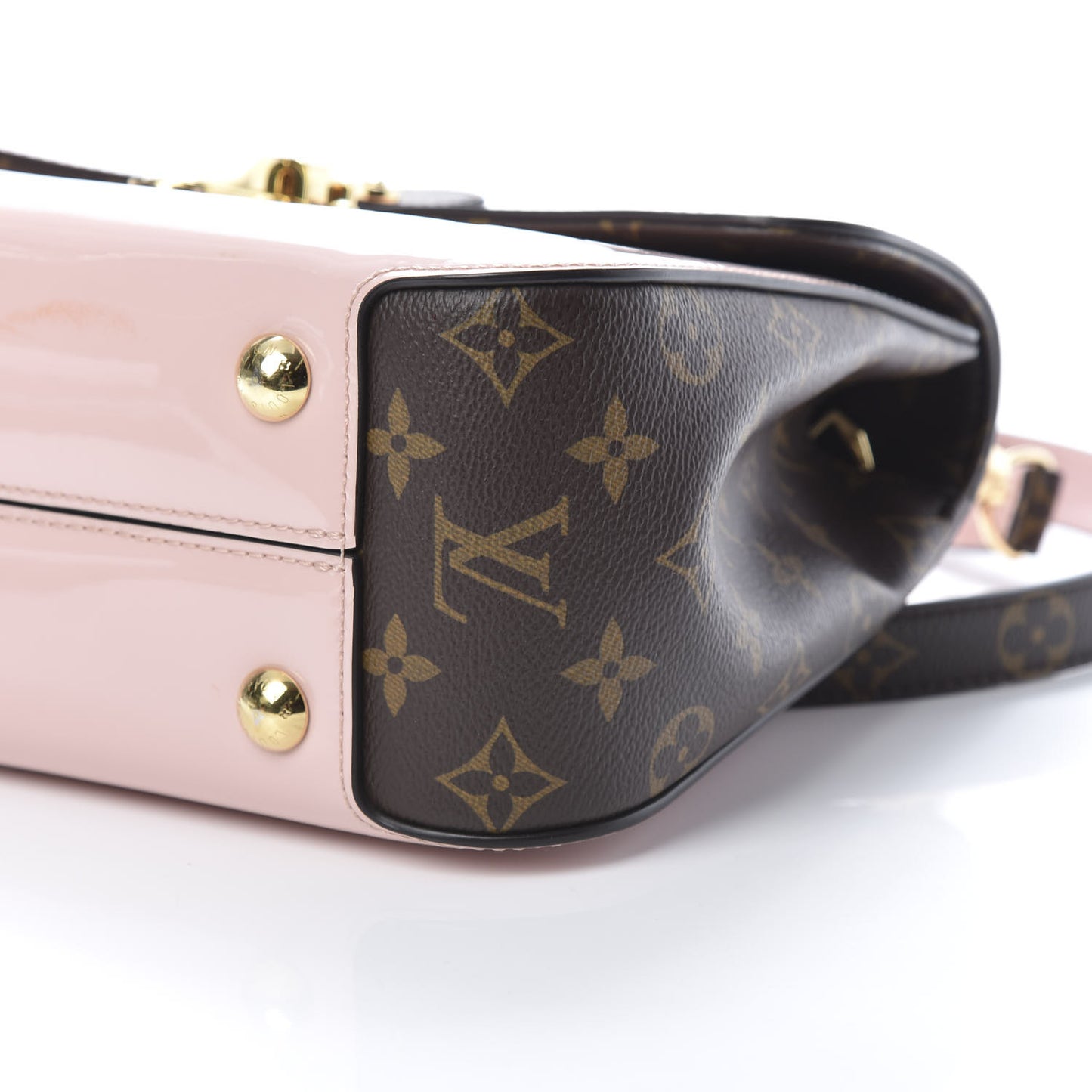 Patent Calfskin Monogram Cherrywood PM Rose Ballerine