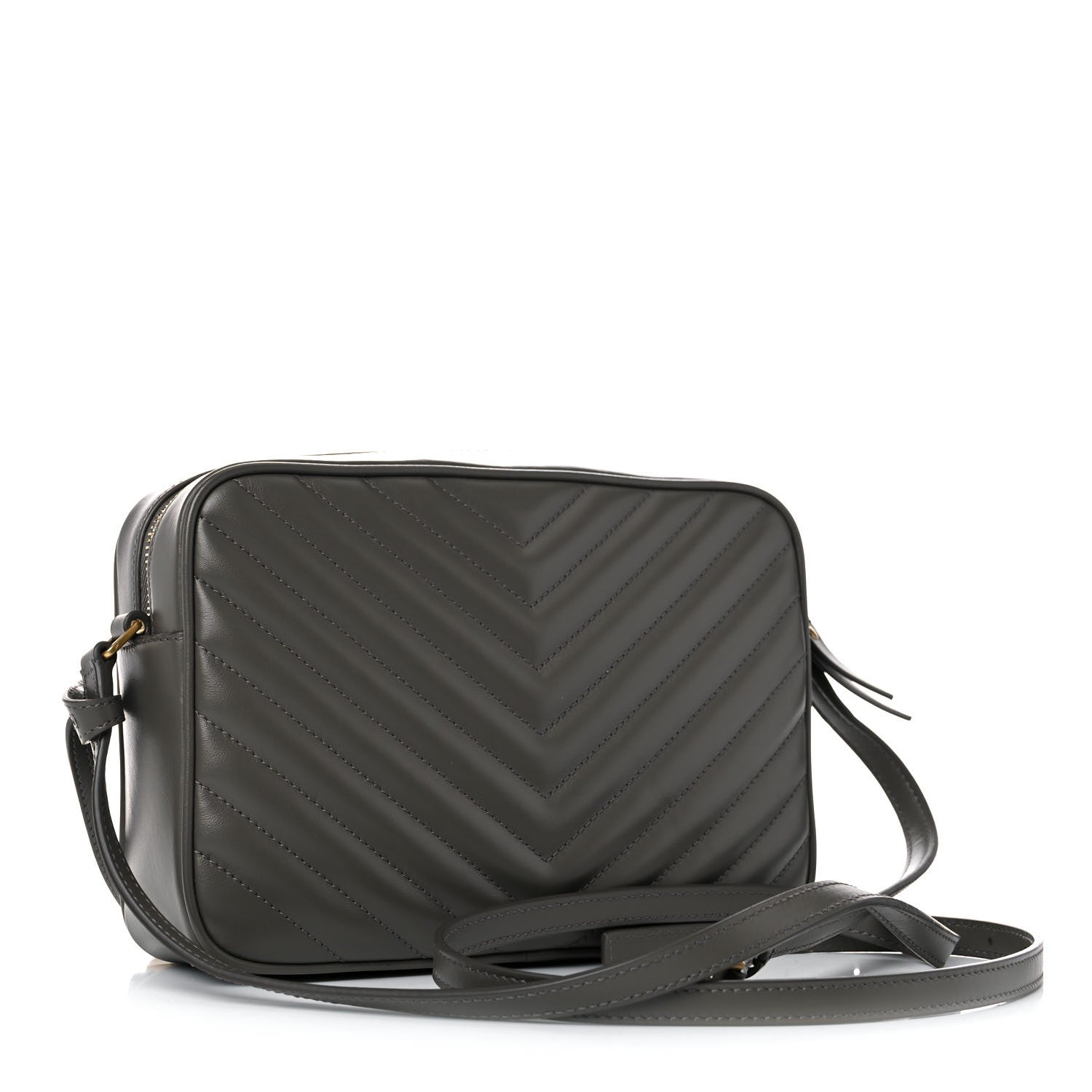 Saint Laurent Calfskin Matelasse Monogram Lou Camera Bag Grey Kaki 4 of 17