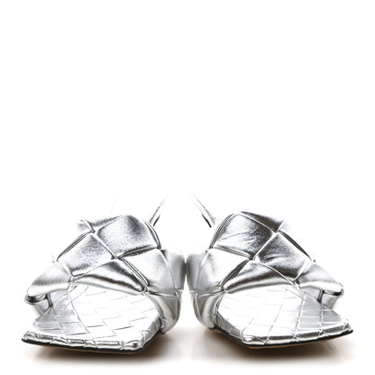 Bottega Veneta Laser Nappa Maxi Intrecciato Lido 90mm Mule Sandals 37.5 Silver 3 of 9